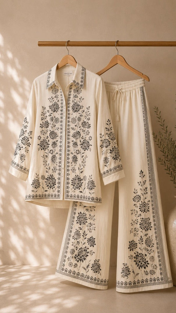 Ivory Bloom Embroidered Co-Ord Set
