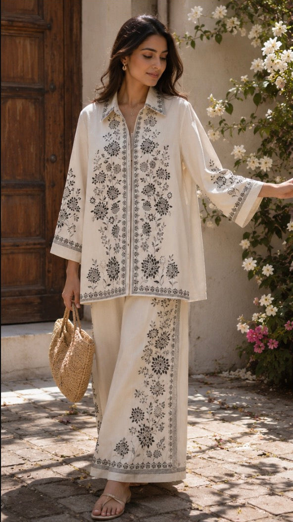 Ivory Bloom Embroidered Co-Ord Set